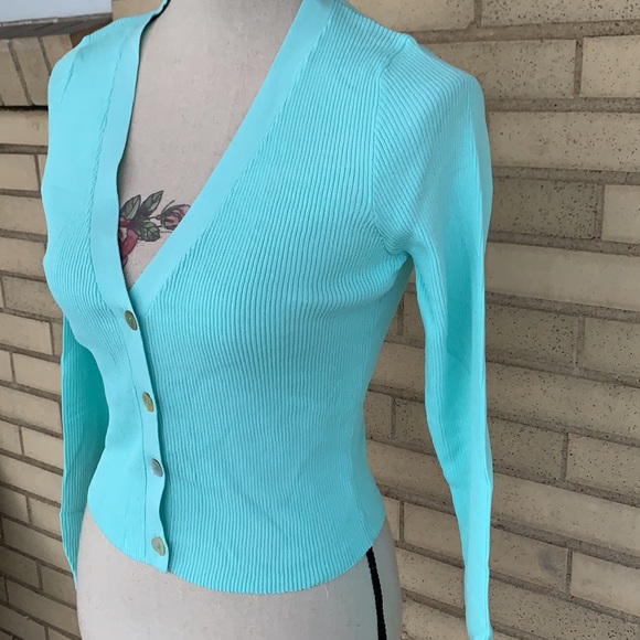 Renemed Mint Blue V-neck Button Down Ribbed Top & Cami 2 Pc Set NWT - Picture 5 of 15